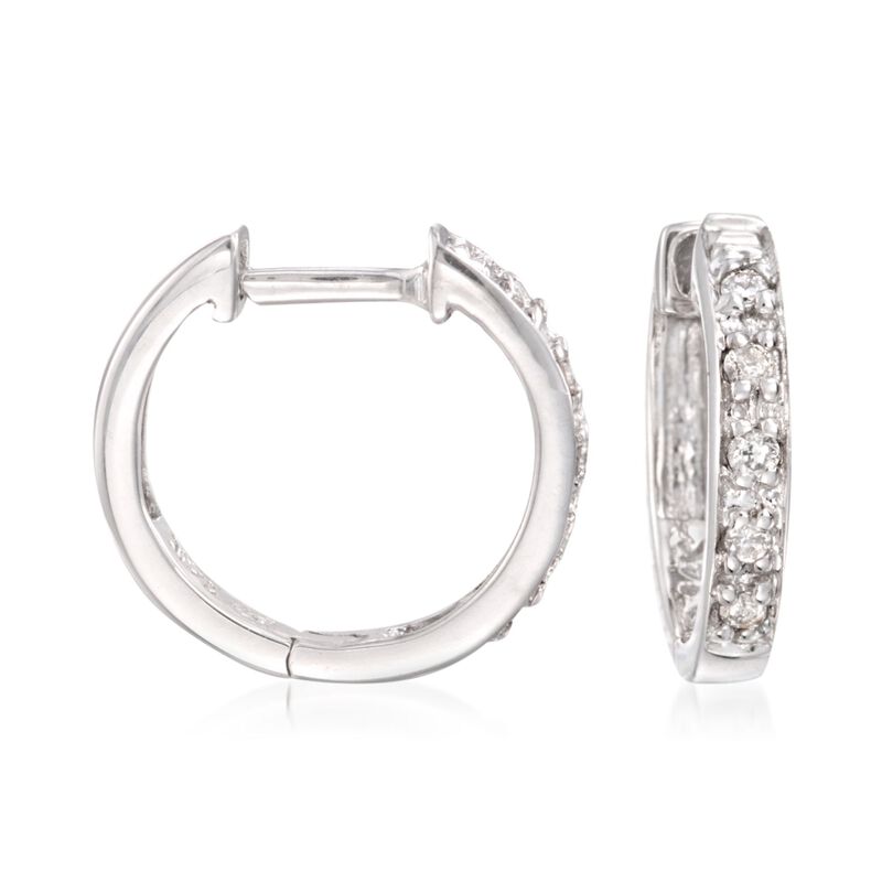 Diamond Accent Huggie Hoop Earrings in 14kt White Gold image number 0