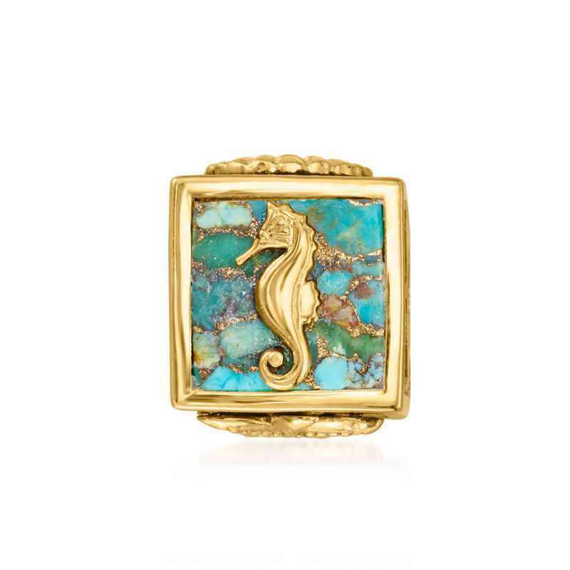 Turquoise Sea Life Bead Charm in 18kt Gold Over Sterling image number 3