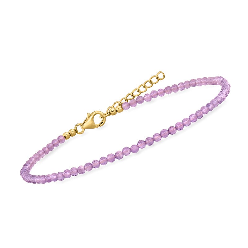 13.00 ct. t.w. Amethyst Bead Anklet with 18kt Gold Over Sterling. 9" image number 2