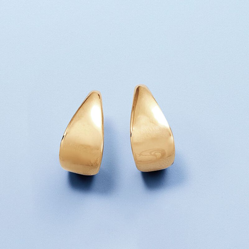 14kt Yellow Gold Graduated J-Hoop Earrings. 3/8&quot; image number 2