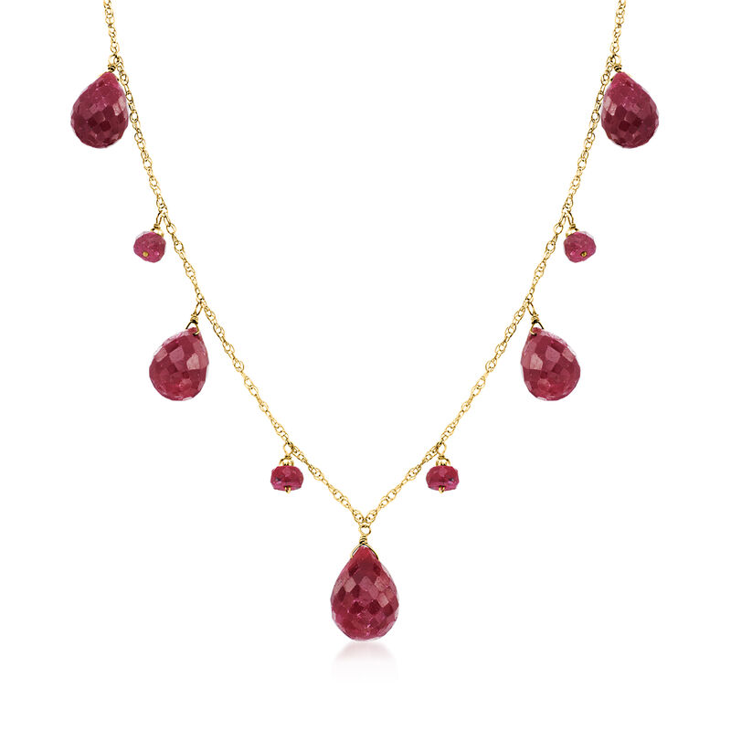 33.90 ct. t.w. Ruby Drop Necklace in 14kt Yellow Gold image number 0