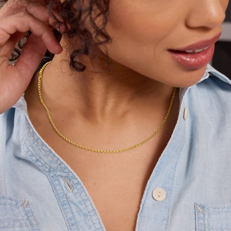 2.5mm 14kt Yellow Gold Rolo-Link Necklace image number 4