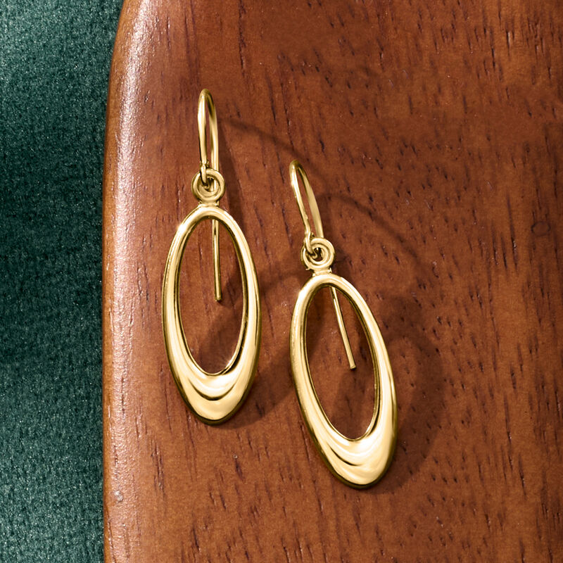 10kt Yellow Gold Open-Oval Drop Earrings image number 2
