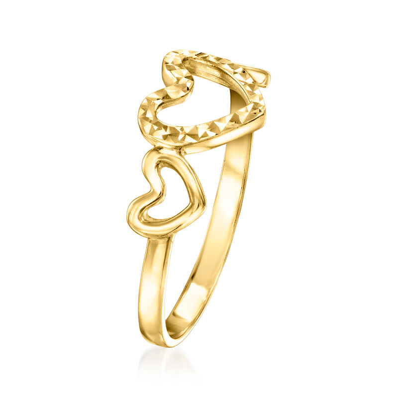 10kt Yellow Gold Diamond-Cut Heart Ring image number 2