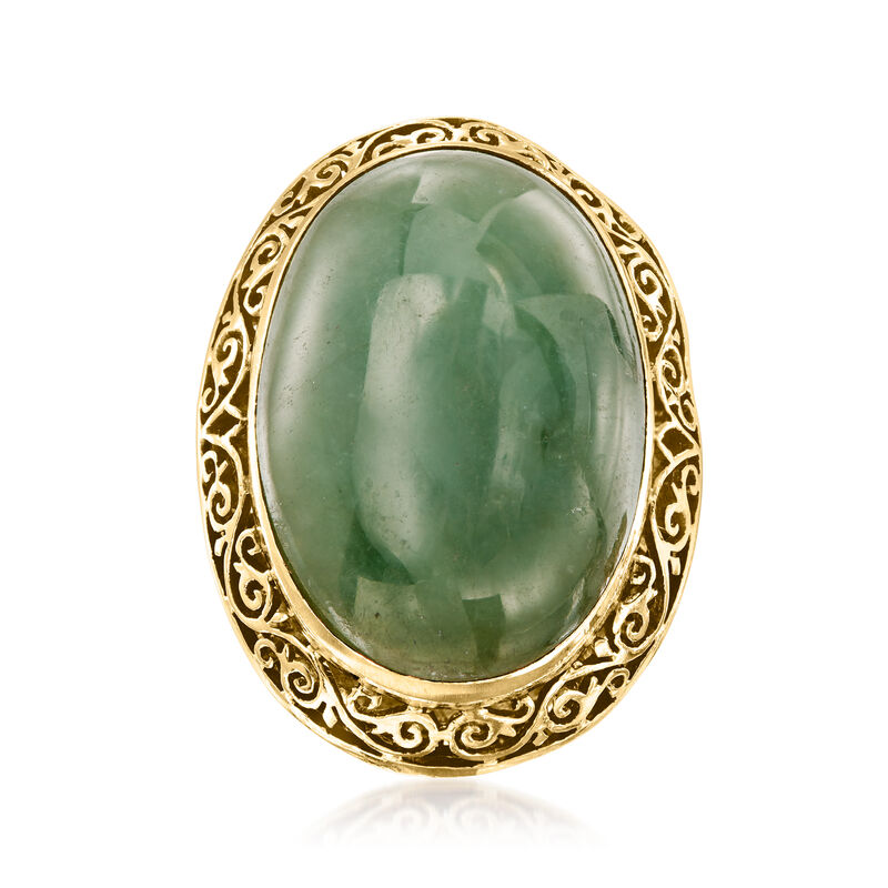 C. 1960 Vintage Jade Ring in 14kt Yellow Gold image number 0
