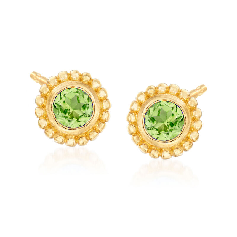 Phillip Gavriel &quot;Popcorn&quot; .50 ct. t.w. Peridot Stud Earrings in 14kt Yellow Gold image number 0