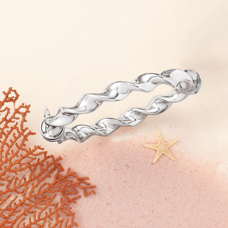 Italian Sterling Silver Twisted Bangle Bracelet image number 3