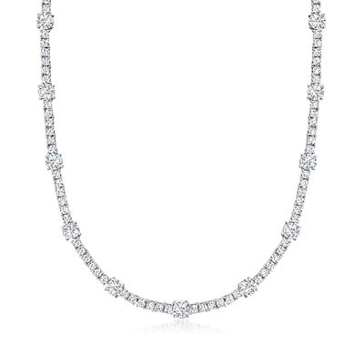20.00 ct. t.w. CZ Tennis Station Necklace in Sterling Silver