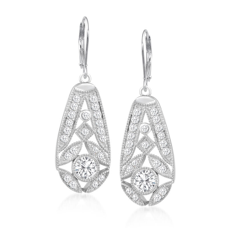 2.90 ct. t.w. Moissanite Drop Earrings in Sterling Silver image number 0
