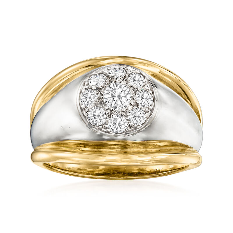 C. 1990 Vintage .85 ct. t.w. Diamond Cluster Ring in 14kt Two-Tone Gold. Size 10 image number 0