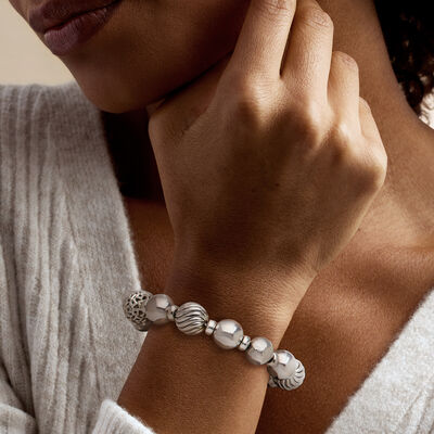 C. 1990 Vintage David Yurman Sterling Silver Adjustable Bead Bracelet