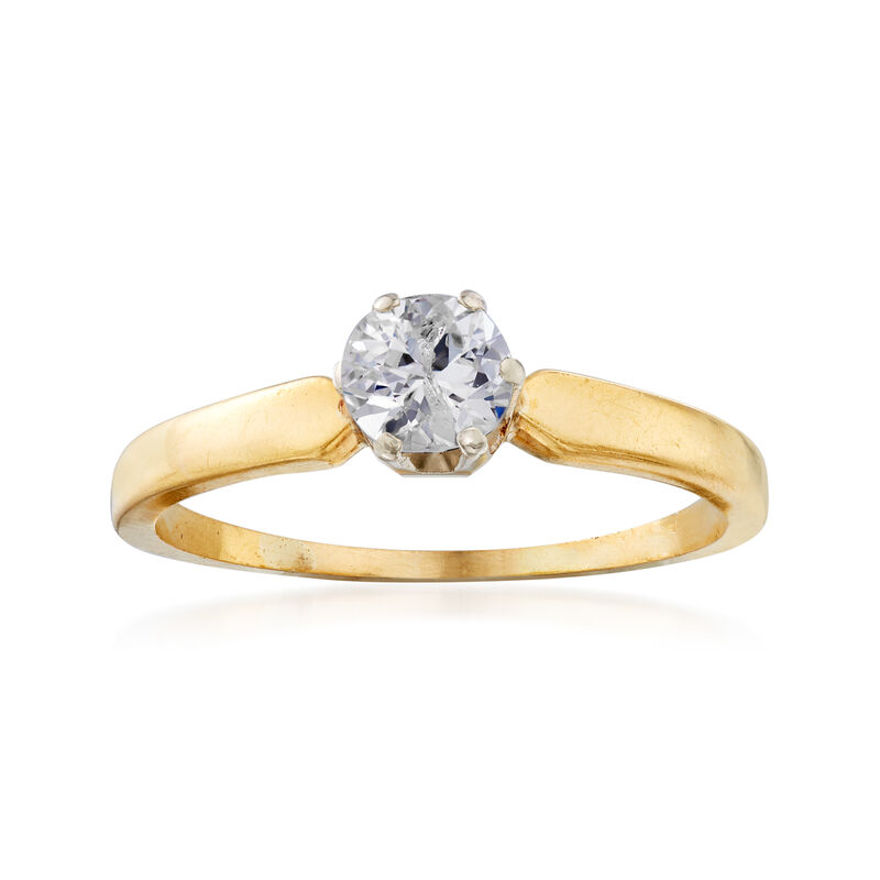 C. 1970 Vintage .55 Carat Diamond Ring in 18kt Yellow Gold image number 0