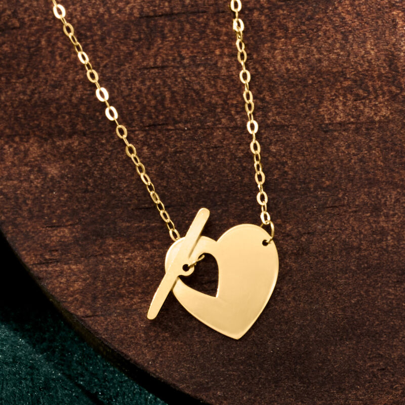 Italian 10kt Yellow Gold Heart Toggle Necklace image number 2