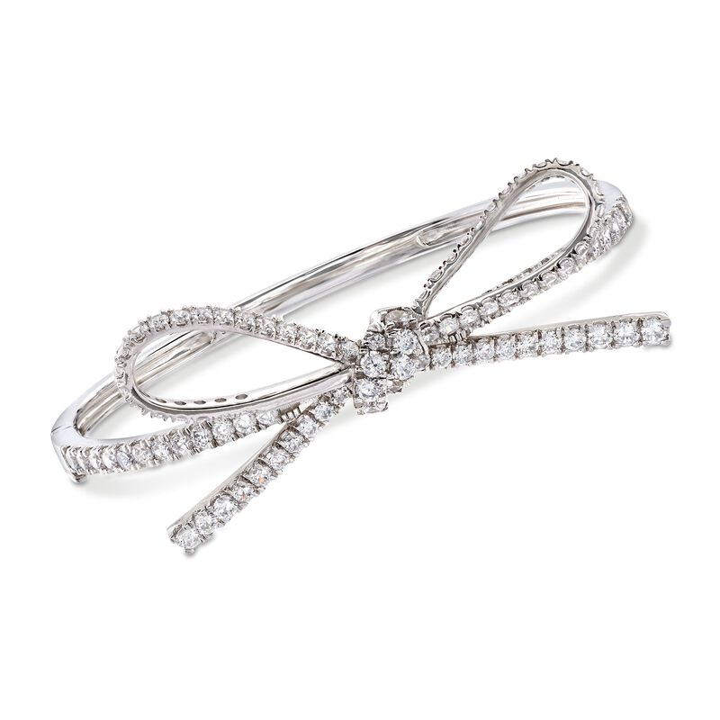 3.45 ct. t.w. CZ Bow Bangle Bracelet in Sterling Silver image number 0