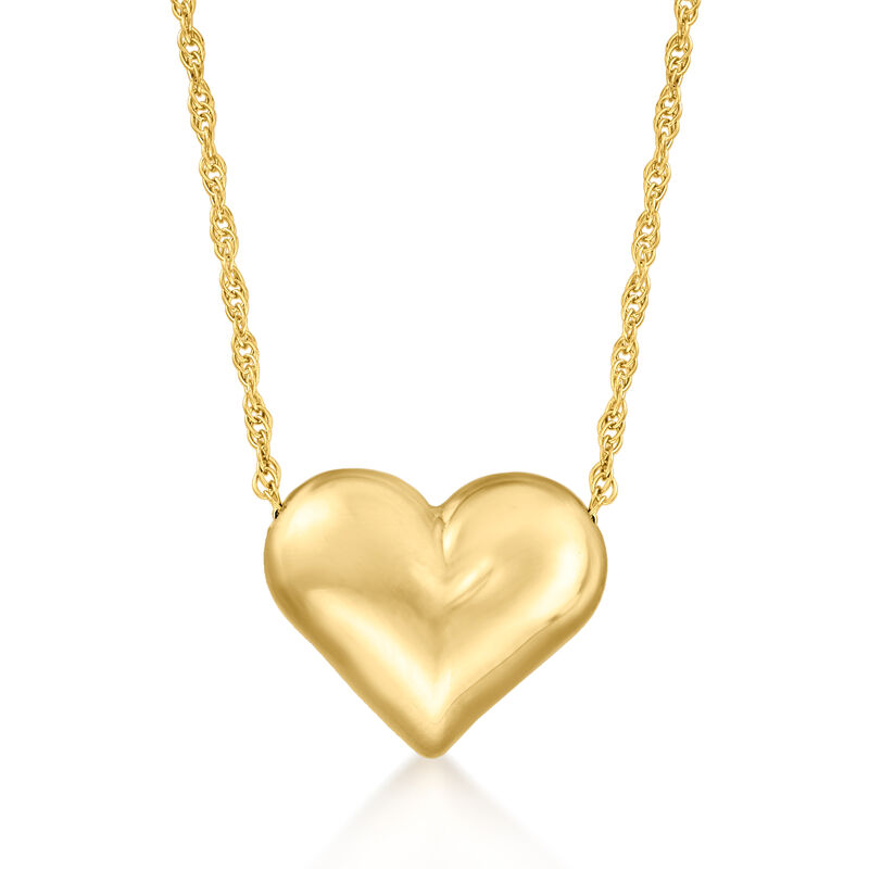 Italian 14kt Yellow Gold Puffed Heart Necklace image number 0