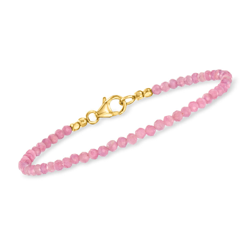 9.25 ct. t.w. Pink Tourmaline Bead Bracelet in 18kt Gold Over Sterling image number 0