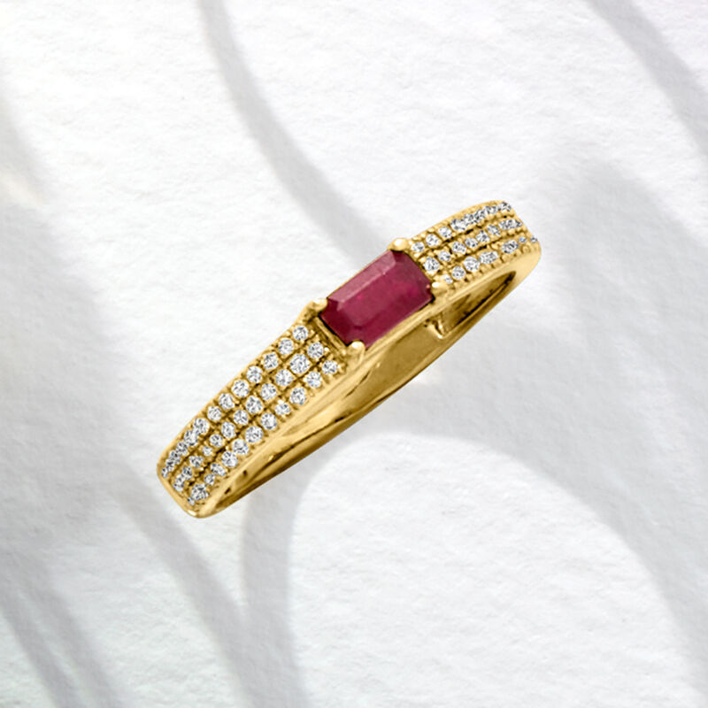 .30 Carat Ruby and .26 ct. t.w. Diamond Ring in 14kt Yellow Gold image number 3