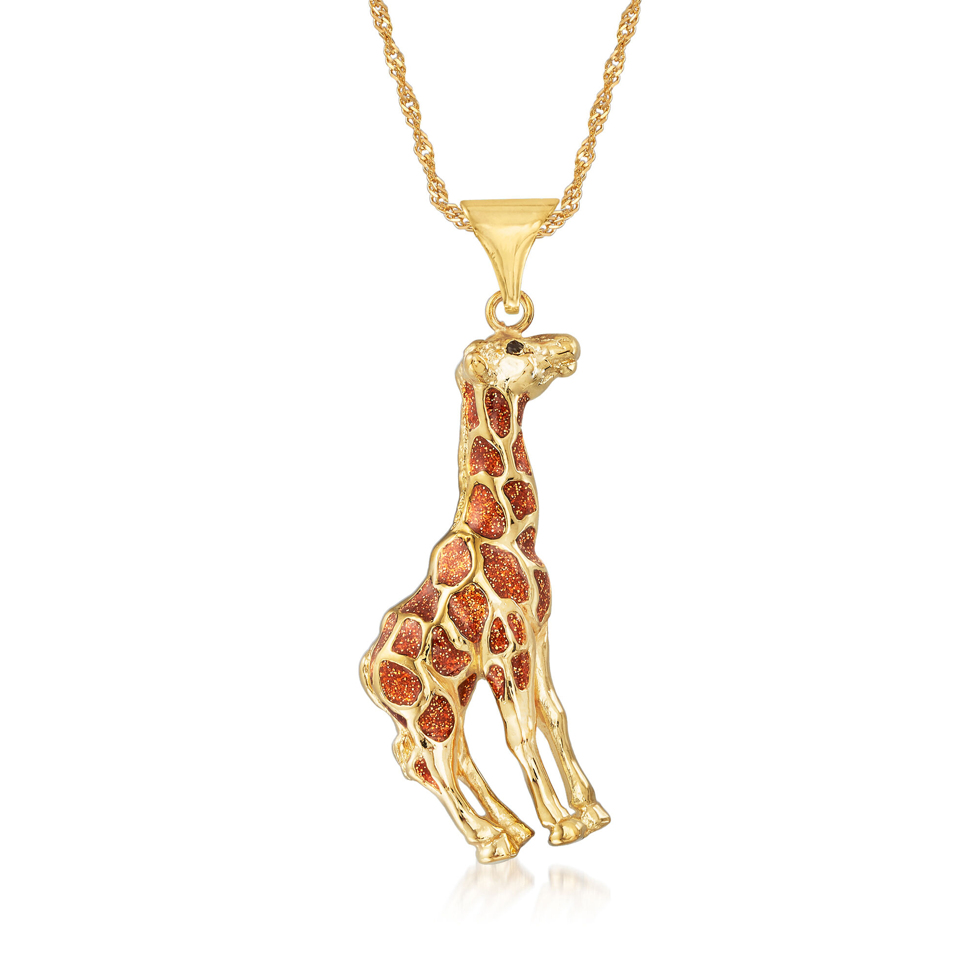 Italian 18kt Gold Over Sterling Giraffe Pendant Necklace with