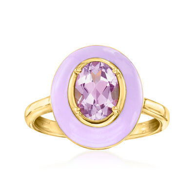 1.20 Carat Amethyst Ring with Pastel Purple Enamel in 18kt Gold Over Sterling