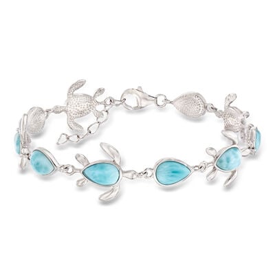 Larimar Turtle Bracelet in Sterling Silver