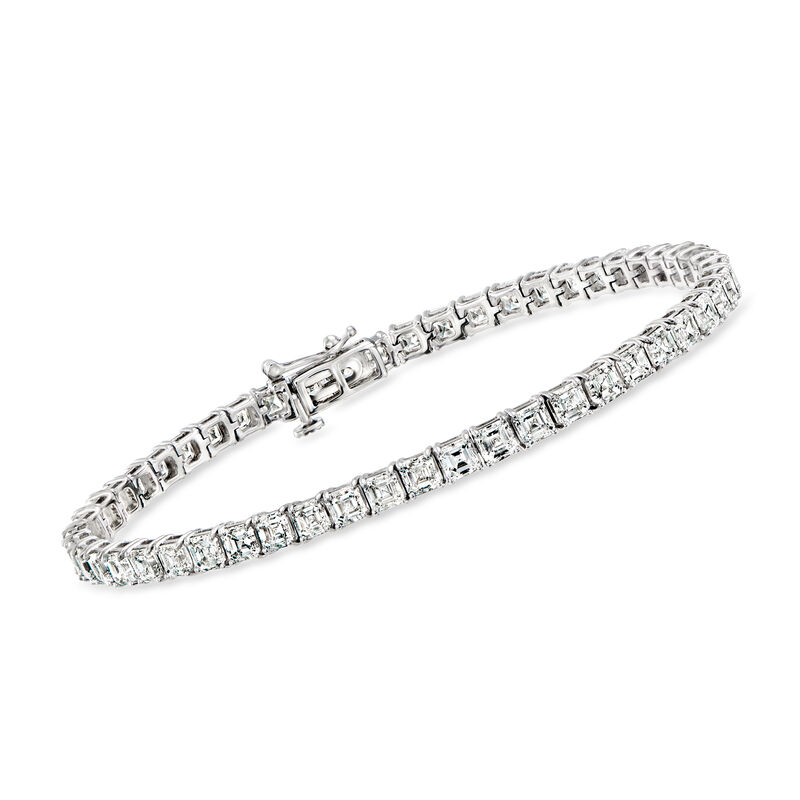 10.00 ct. t.w. Asscher-Cut Lab-Grown Diamond Tennis Bracelet in 14kt White Gold. 7&quot; image number 0