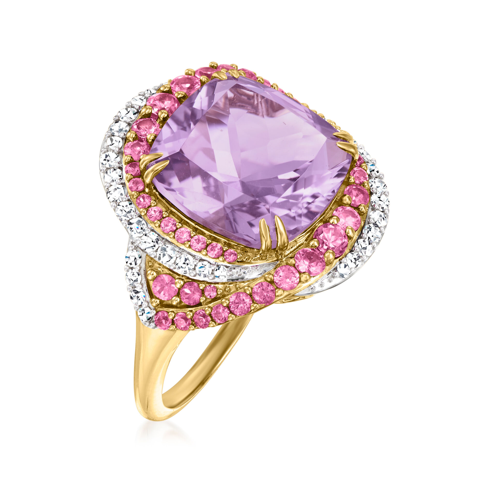 6.50 Carat Amethyst and .90 ct. t.w. Pink Sapphire Ring with