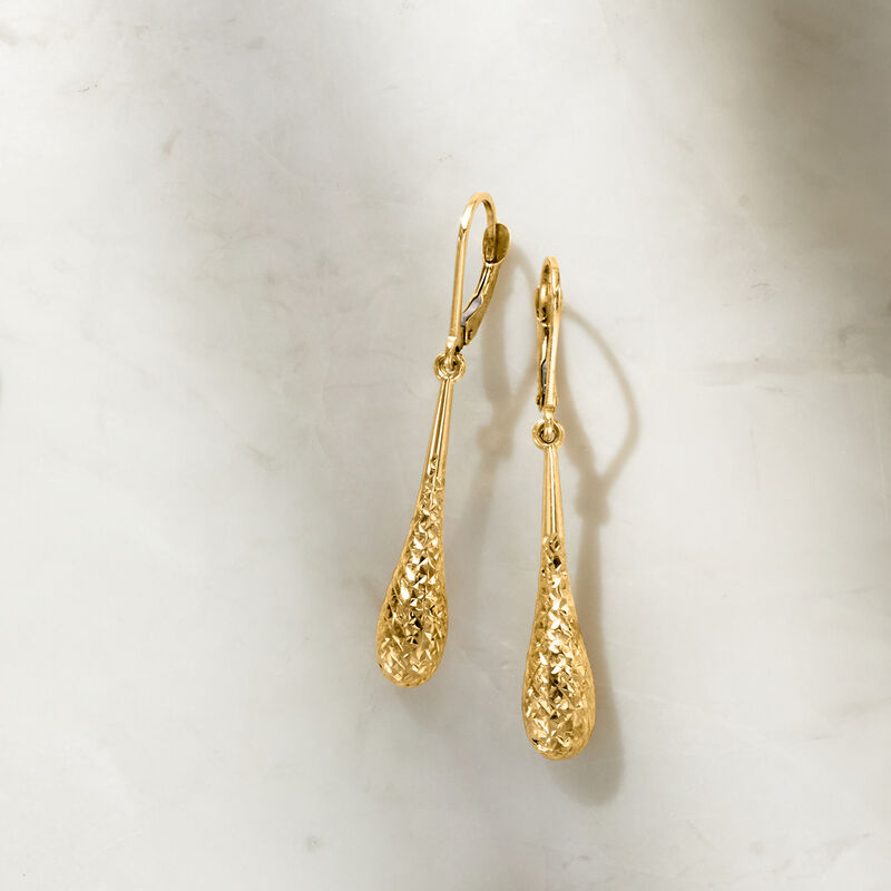 10kt Yellow Gold Teardrop Earrings image number 2