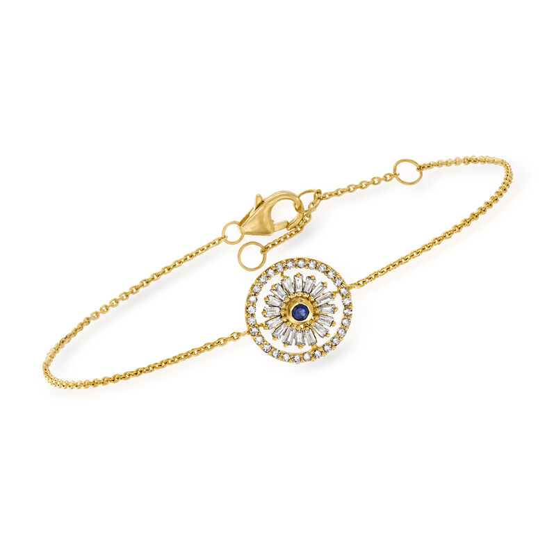 .30 ct. t.w. Diamond Bracelet with Sapphire Accent in 18kt Gold Over Sterling image number 0
