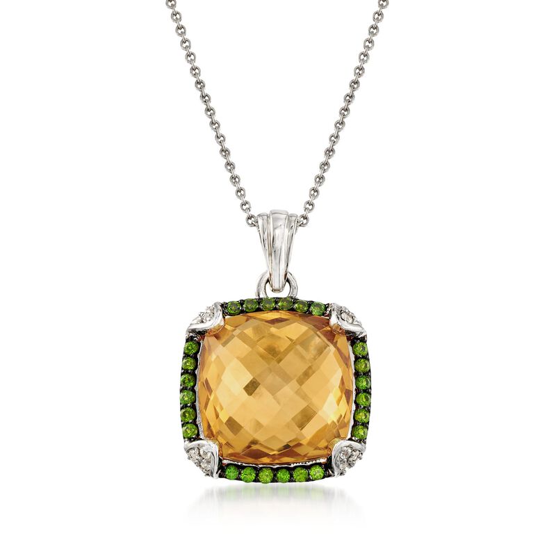 10.35 ct. t.w. Multi-Stone Pendant Necklace in Sterling Silver. 18&quot; image number 1