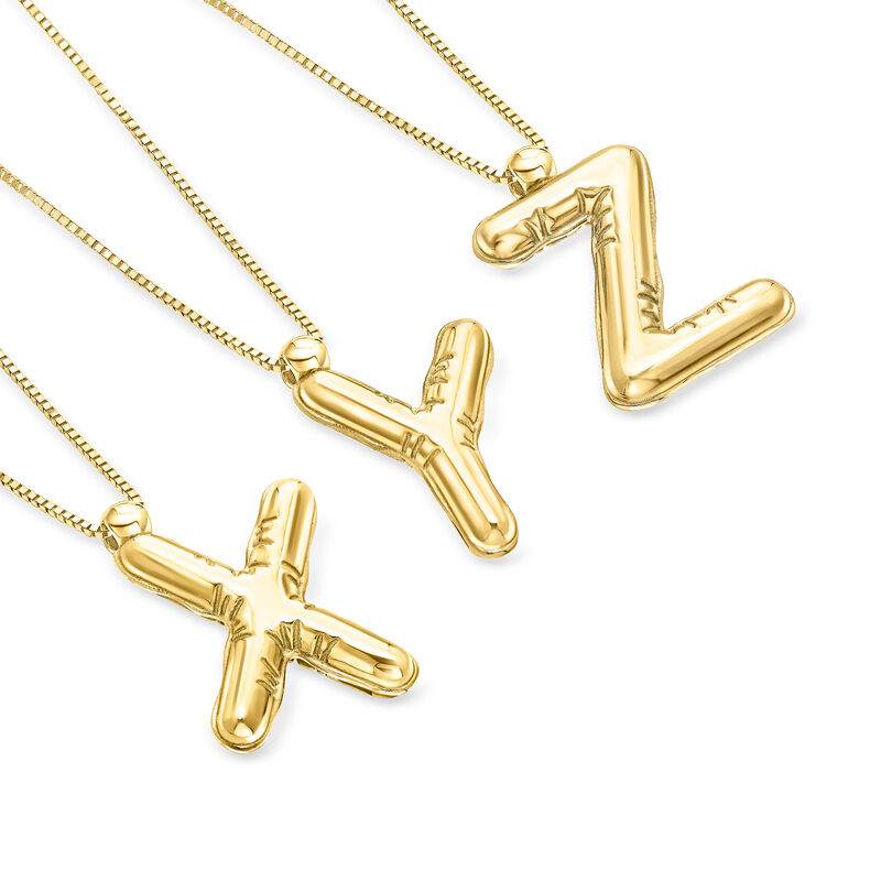 Italian 14kt Yellow Gold Bubble Initial Necklace image number 3