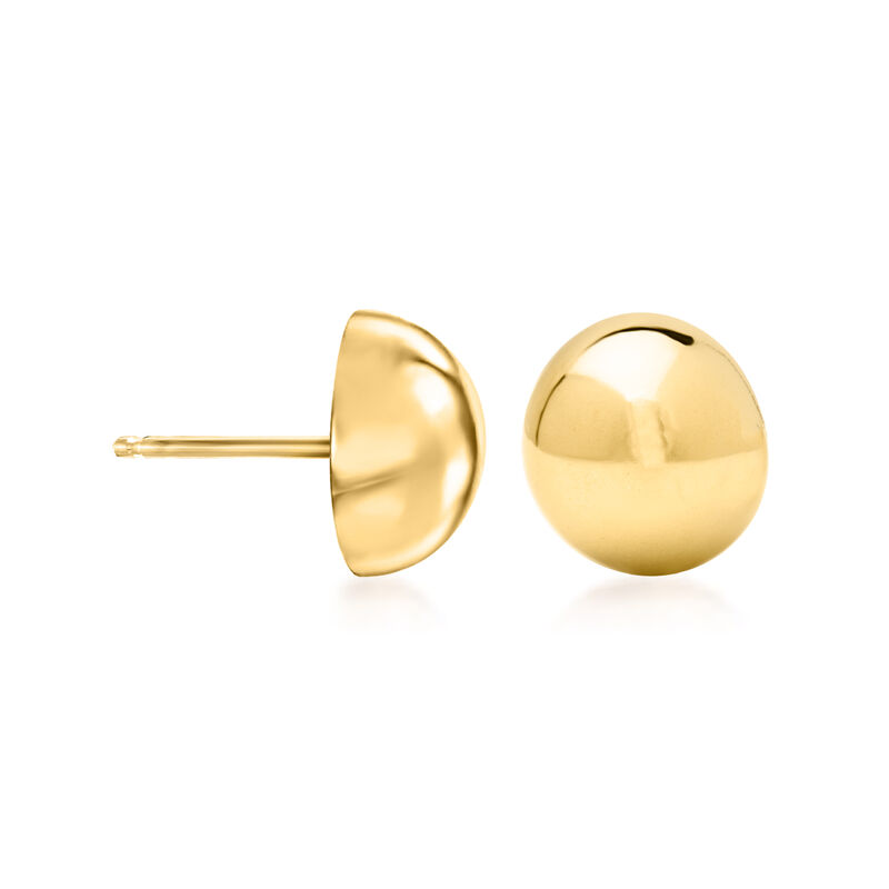 12mm 14kt Yellow Gold Domed Button Earrings image number 0