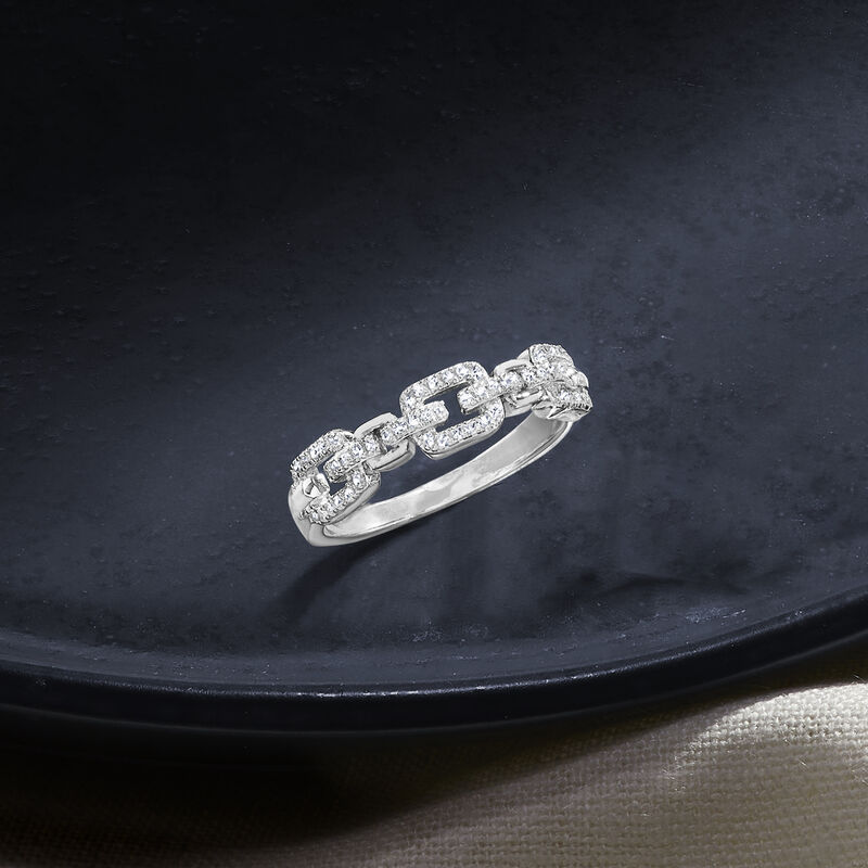 .15 ct. t.w. Diamond Paper Clip Link Ring in Sterling Silver image number 3