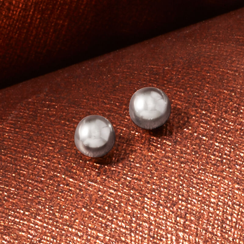 4mm 14kt White Gold Ball Stud Earrings image number 2