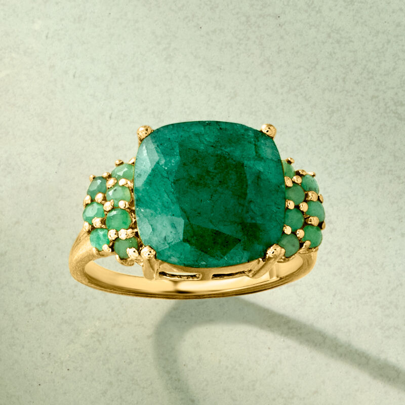 5.40 ct. t.w. Emerald Ring in 18kt Gold Over Sterling image number 4