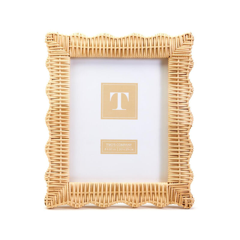 Wicker Rattan 8x10 Scalloped-Edge Picture Frame image number 0