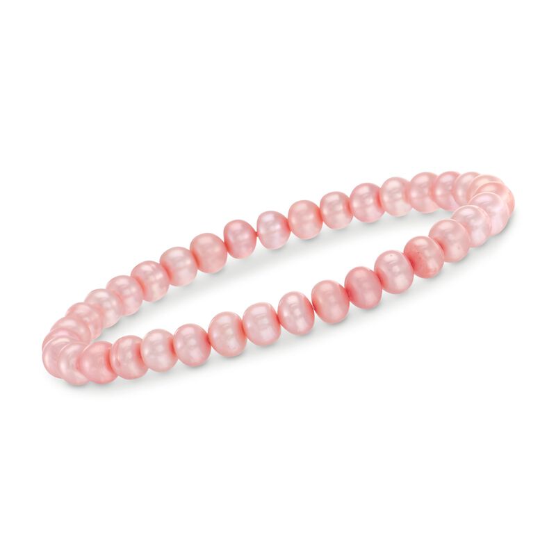 6-7mm Rose Cultured Pearl Jewelry Set: Bracelet, Earrings, and Necklace with Sterling Silver image number 2