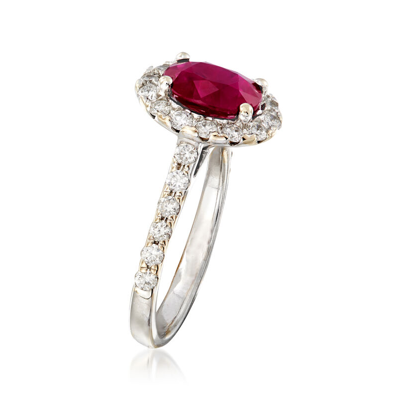 2.20 Carat Ruby and .70 ct. t.w. Diamond Ring in 14kt White Gold. Size 7 image number 2