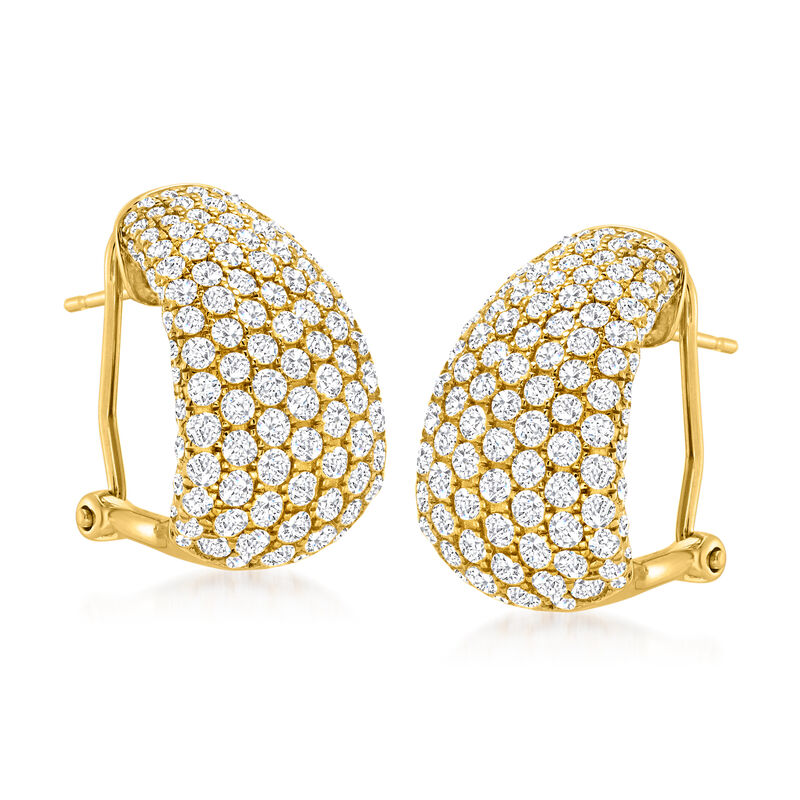3.00 ct. t.w. Pave Diamond Earrings in 14kt Yellow Gold image number 3