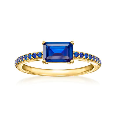 1.10 ct. t.w. Lab-Grown Sapphire Ring in 18kt Gold Vermeil