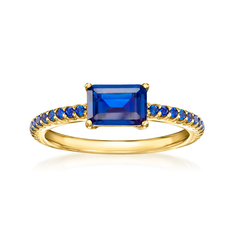 1.10 ct. t.w. Lab-Grown Sapphire Ring in 18kt Gold Vermeil image number 0