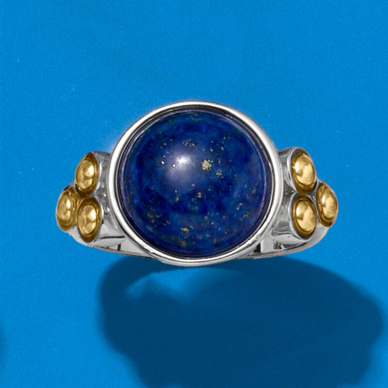 Lapis Ring in Sterling Silver and 14kt Yellow Gold image number 3