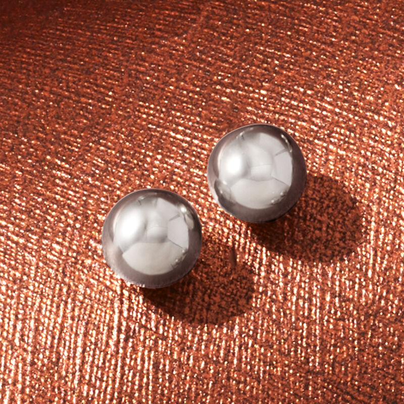 6mm 14kt White Gold Ball Stud Earrings image number 2
