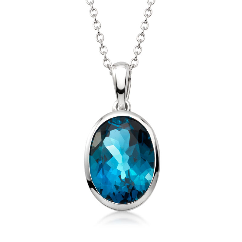 12.00 Carat London Blue Topaz Pendant Necklace in Sterling Silver image number 0