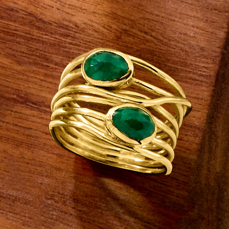 1.40 ct. t.w. Emerald Highway Ring in 18kt Gold Over Sterling image number 5
