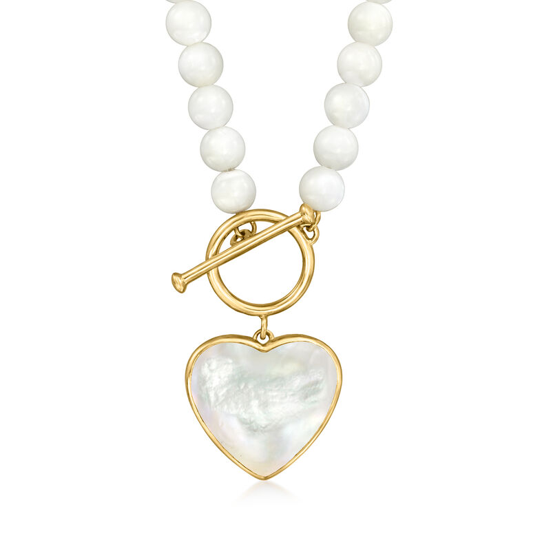 Mother-of-Pearl Heart Toggle Necklace in 18kt Gold Over Sterling image number 0