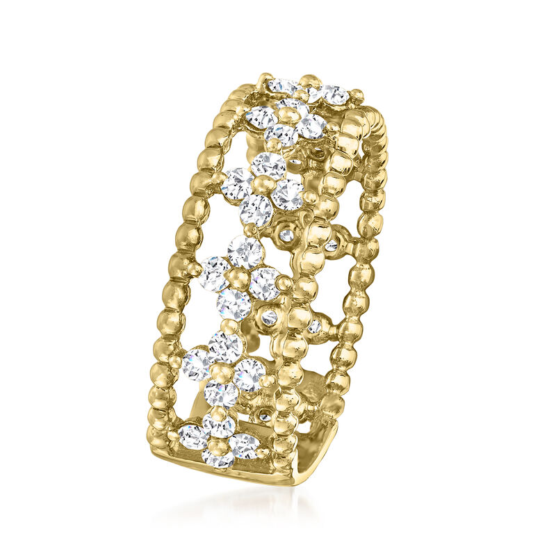 1.00 ct. t.w. Diamond Open-Space Flower Ring in 14kt Yellow Gold image number 2
