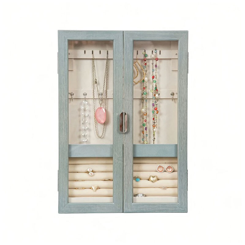 Mele & Co. &quot;Leia&quot; Oceanside Gray-Finish Hanging Jewelry Cabinet  image number 1