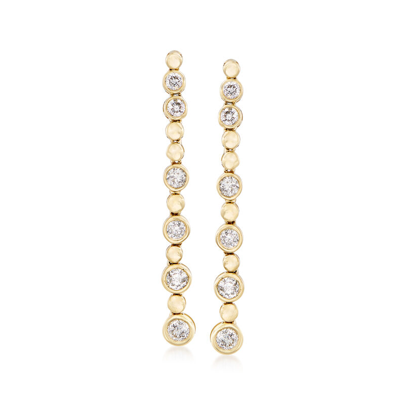 1.00 ct. t.w. Bezel-Set Diamond Linear Drop Earrings in 14kt Yellow Gold image number 0