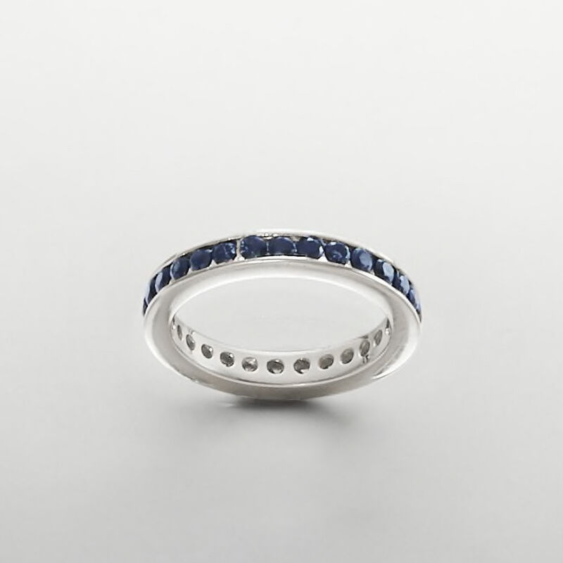 1.30 ct. t.w. Sapphire Eternity Band in Sterling Silver image number 3