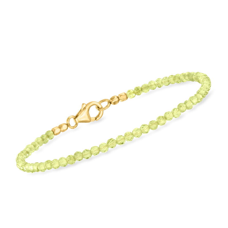 11.00 ct. t.w. Peridot Bead Bracelet in 18kt Gold Over Sterling image number 0
